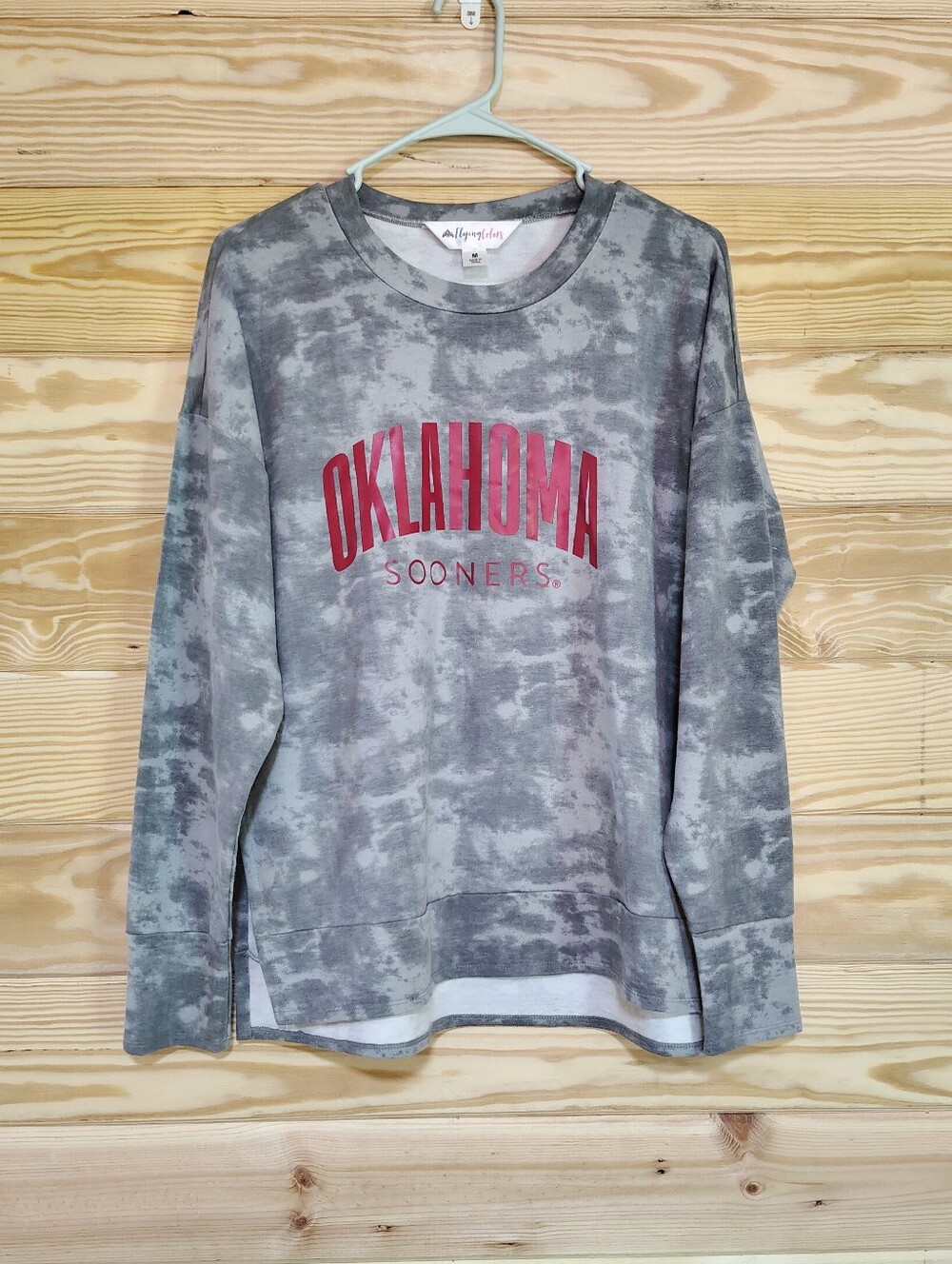 Flying Colors Oklahoma Sooners Sports Sweatshirt Medium Gray Red Relaxed Soft